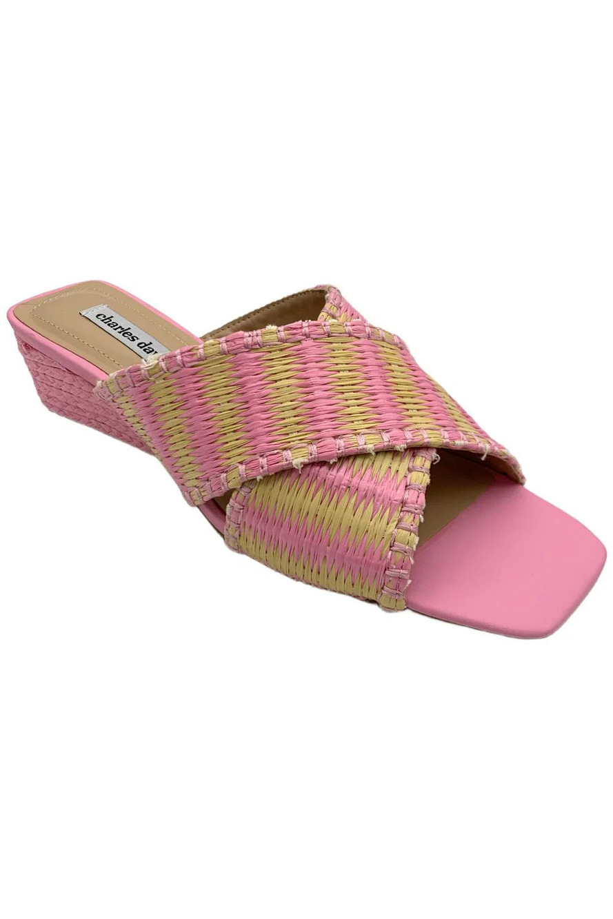 Charles by Charles David Women's Nelios Woven Raffia Wedge Sandal Pink - Medium